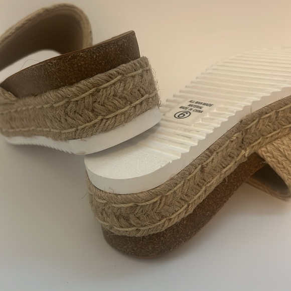 Womens Open Toe Platform Wedge Heel Raffia Espadrille Flat Sandals - Picture 9 of 9